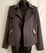 Women&#39;s Philosophy Faux Leather Jacket Gray (Smoke) Size S NWT MSRP $88 - $49.45