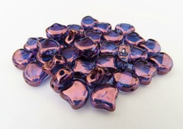 20 7.5 x 7.5 mm Czech Glass Matubo Ginkgo Leaf Beads:Luster-Transparent Amethyst - £1.28 GBP