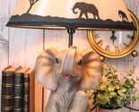 African Safari Glow Sitting Elephant with Trunk Up Desktop Table Lamp Wi... - $89.99