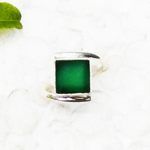 925 Sterling Silver Green Onyx Ring Handmade Jewelry Gemstone Ring All Size - £28.15 GBP