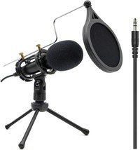 Condenser Recording Microphone, 3 Point 5 Mm Plug And Play Pc., Broadcast - $38.98