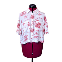 Ana Button Front Shirt Red White Women Size Large Button Front Pockets - £14.01 GBP