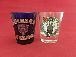 Chicago Bears &amp; Boston Celtics 2 collectible shot glasses - £8.61 GBP