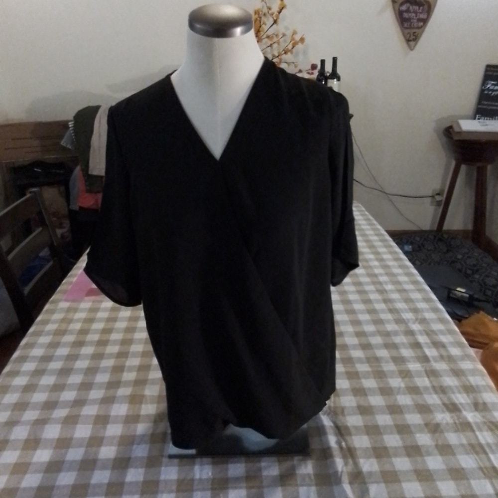 Primary image for Iman Small Black Blouse, Petite Women's Fashion, Short Sleeve Top, Stylish Shirt