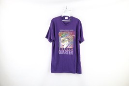 Vintage 80s Mens XL Faded Spell Out New Orleans Mardi Gras T-Shirt Purple USA - £27.12 GBP