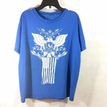 Boys 5 Star T-Shirt Blue Size Large Flag Eagle USA America Home Of The B... - $4.95