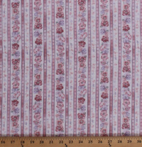 Cotton Pink Vintage Floral Stripe Woodside Blossom Fabric Print by Yard D152.11 - £8.74 GBP