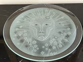 Vintage Signed Perry Coyle Etched Art Glass Serving Platter or Cake Plate - £117.91 GBP