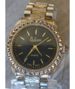 Belisimo Black Face Silver/Gold Tone Stainless Steel Men&#39;s Wrist Watch - $19.76