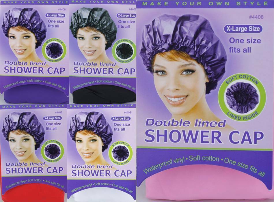 1 Piece Waterproof Shower Cap Soft Vinyl &amp; Cotton X-Large Double Lined #... - $4.99