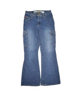 Mudd Jeans Womens 7 Flare Bell Bottom Dark Wash Denim y2k Cargo Pockets ... - $48.32