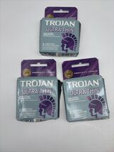 3 pack Trojan Ultra Thin Lubricated Latex Male Condoms 3ct ea. Exp. 12/0... - $11.78