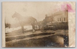 RPPC Handsome Young Man Posing in Horse Drawn Buggy Postcard H25 - £5.22 GBP