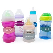 Baby Bottle Bands - 3 Personalized Bottle Labels - Sippy Cup Name Labels Daycare - £14.89 GBP