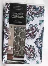 1 Count ParkLane Medallion Multicolored Faux Linen Shower Curtain 72&quot; X 72&quot; - £21.45 GBP