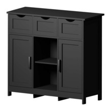 Black Wooden Floor Cabinet: Drawers, Shelves for Bedroom, Living, Bath - $137.99