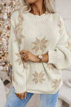 White Christmas Snowflake Pattern Tunic Sweater - £46.92 GBP