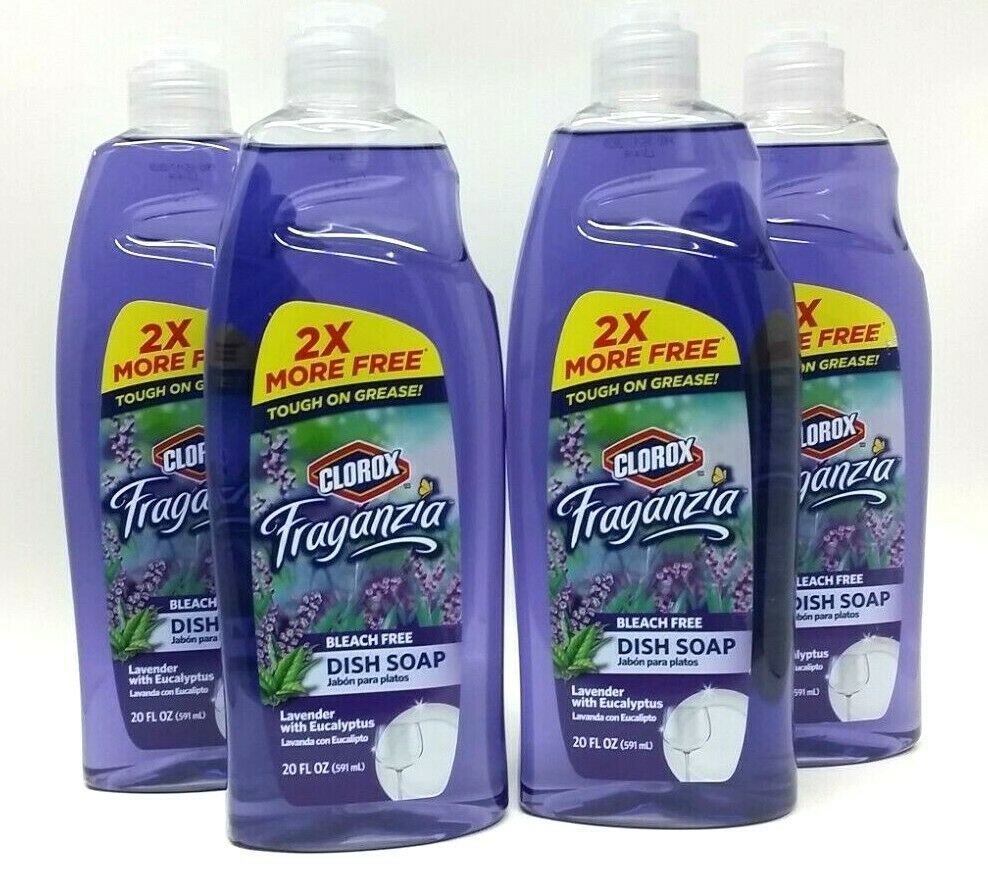 ( 4 Bottles )Clorox Fraganzia Lavender & Eucalyptus Dish Soap Bleach Free 20 oz - $37.61