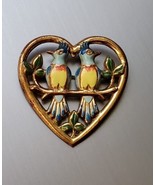 Coro Enameled Lovebirds Adolph Katz 1942 Figural Costume Brooch Vintage - £29.22 GBP