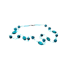 Turquoise Blue Acrylic vintage necklace 35 inches - £7.56 GBP