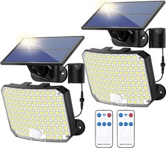 Solar Lights Outdoor 118 LED Solar Motion Sensor Flood Lights with Remote IP65 W - £26.86 GBP