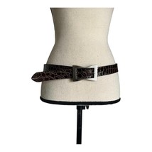 The Express Women Brown Croc Embossed Synthetic Leather Belt Size M - £22.17 GBP