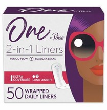 One by Poise 2-in-1 Period &amp; Bladder Leakage Daily Liner Long 50 count Long - £12.54 GBP