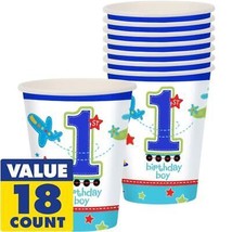 All Aboard 1st Birthday Cups Paper Party Supplies 18 Per Package 9 Oz New - £3.87 GBP