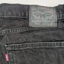 Levi's 505 Straight Regular Fit Men's Black Cotton Blend Jeans Size 36×30 image 3