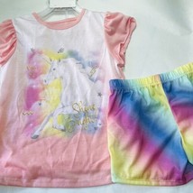 Girls Small 6 6x Unicorn Pajama Set Rainbow Shorts Shirt Pajamas - £12.41 GBP