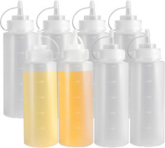 Condiment Squeeze Bottles 16 Oz Durable Plastic Squeeze Squirt Bottle 8 ... - £47.33 GBP