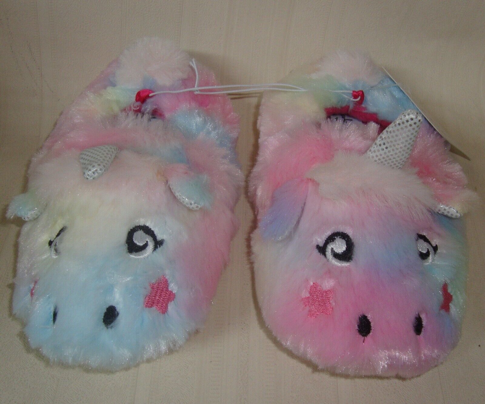 Primary image for Nicole Miller Fur Faux Rainbow Unicorn Slipper TODDLER Size US 7/8 NEW Cute!