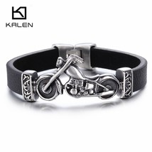 New Unique Male Jewelry Stainless Steel Motorcycle Charm Bracelet Rock Punk Dura - $23.50