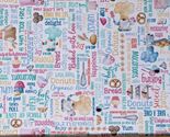 Cotton Gnomes Kitchen Baking Food Words White Fabric Print by the Yard D... - $12.95