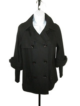 Calvin Klein Black Pea Coat Wool Blend Winter Warmth Classic Women&#39;s Size 2 - £25.65 GBP