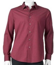 Mens Dress Shirt Apt 9 Red Slim Stretch Collar Button Front Long Sleeve ... - £16.35 GBP