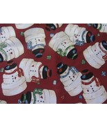 RETRO SNOWMAN 2.5 YARDS COTTON FABRIC MULTICOLORS - £11.47 GBP