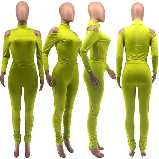 Long Sleeve Stacked One Piece Bandage Bodycon Jumpsuit Item image 6