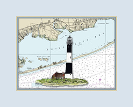 Fire Island, NY Lighthouse and Nautical Chart High Quality Canvas Print - $14.99+