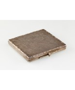 Antique Silver Makeup Compact With Diamond &amp; Flora Pattern - $3,776.76 MXN