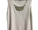 Ruby Road Sweater Tank Womens Size L White Dressy  Beaded Sleeveless - $13.06