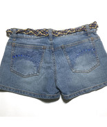 GLO Vintage Women&#39;s Embellished Denim Shorts Sz 3 Juniors With Braided Belt - £19.58 GBP