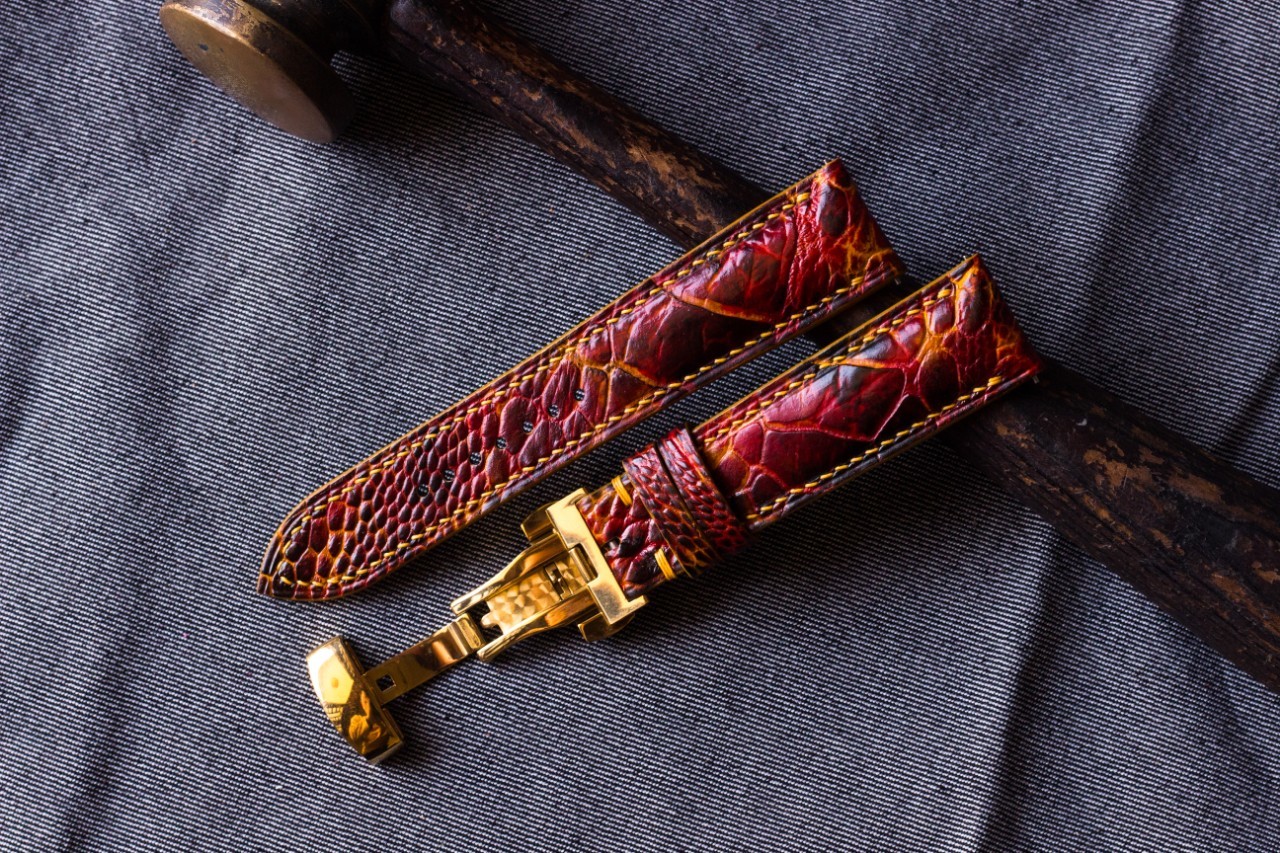 (Customizable, multiple size) Ostrich leg skin handmade watch straps - $89.99+