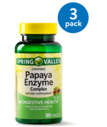 Spring Valley Papaya Enzyme Complex Chewable Tablets | 180 Count | 3 Pack - $29.99
