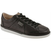 Dolce Gabbana Black Leather Sneakers Size 10 CS1176 - £133.37 GBP