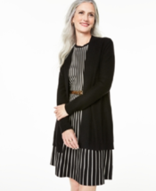 New Charters Club Black Open Front 100% Cashmere Long Cardigan Size Pl Petite - £60.20 GBP