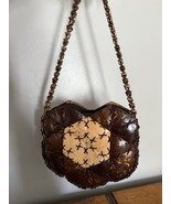 Vintage Handmade Coconut Shell Patchwork Purse Handbag Thailand Brown Ta... - $878.39 MXN