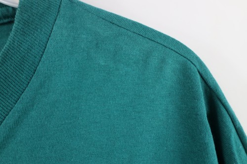 Vtg 90s Hanes Mens Medium Faded Blank Short Sleeve V-Neck T-Shirt Green Cotton Item image 4