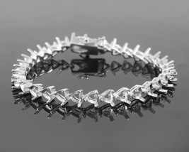 Solid Silver 5 mm Trillion Semi Mount Bracelet Blanks Trillion Bracelet Mounting - £45.91 GBP