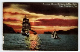 Ship Boat Postcard Sunset Home Bound Golden Gate San Francisco California PNC - £12.90 GBP